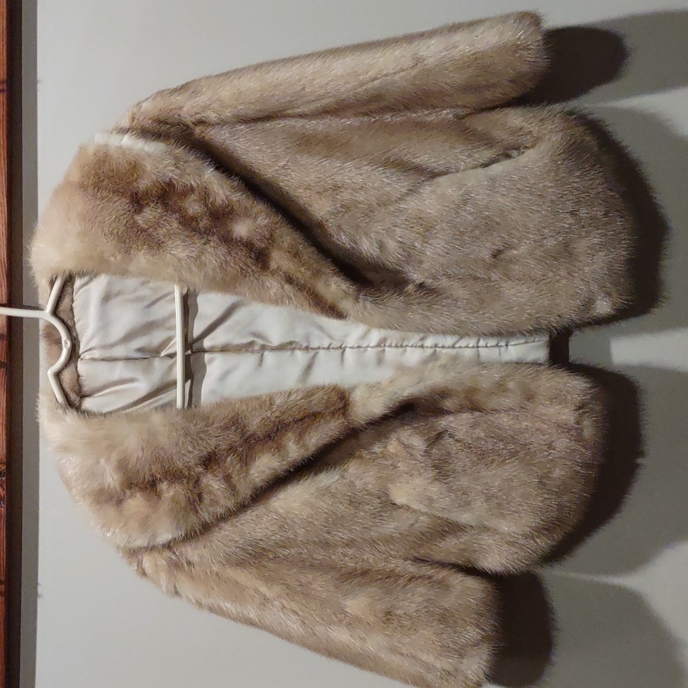 Mink Fur Jacket Wrap Blonde Vintage Rodeo Winter Montana Colorado Vacation - Picture 1 of 11